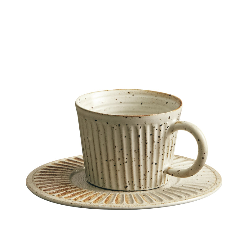 Playthings Japanese Single Product Coffee Cup With Saucer, Stoneware Stripes