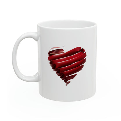 Two Hearts Ceramic Mug (Custom Name Option), 11oz