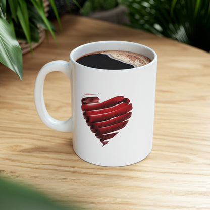 Two Hearts Ceramic Mug (Custom Name Option), 11oz