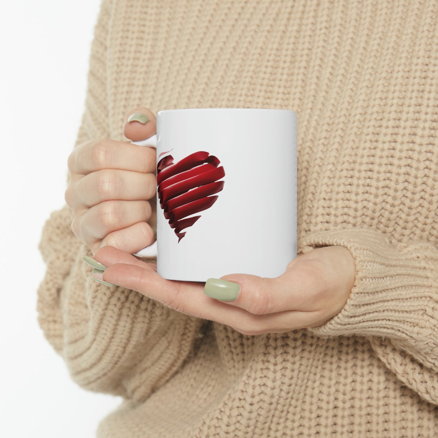 Two Hearts Ceramic Mug (Custom Name Option), 11oz