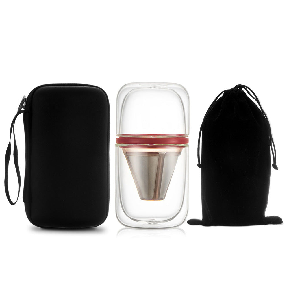 Stainless Steel Hanging Ear Follicle Pot Hand-Made Coffee Cup Glass Travel Mug